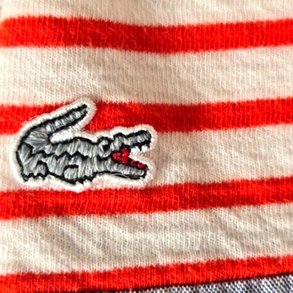 Lacoste Women’s Sleeveless Nautical Stripe Top Blue Chambray Red White Size 38 - Picture 6 of 11